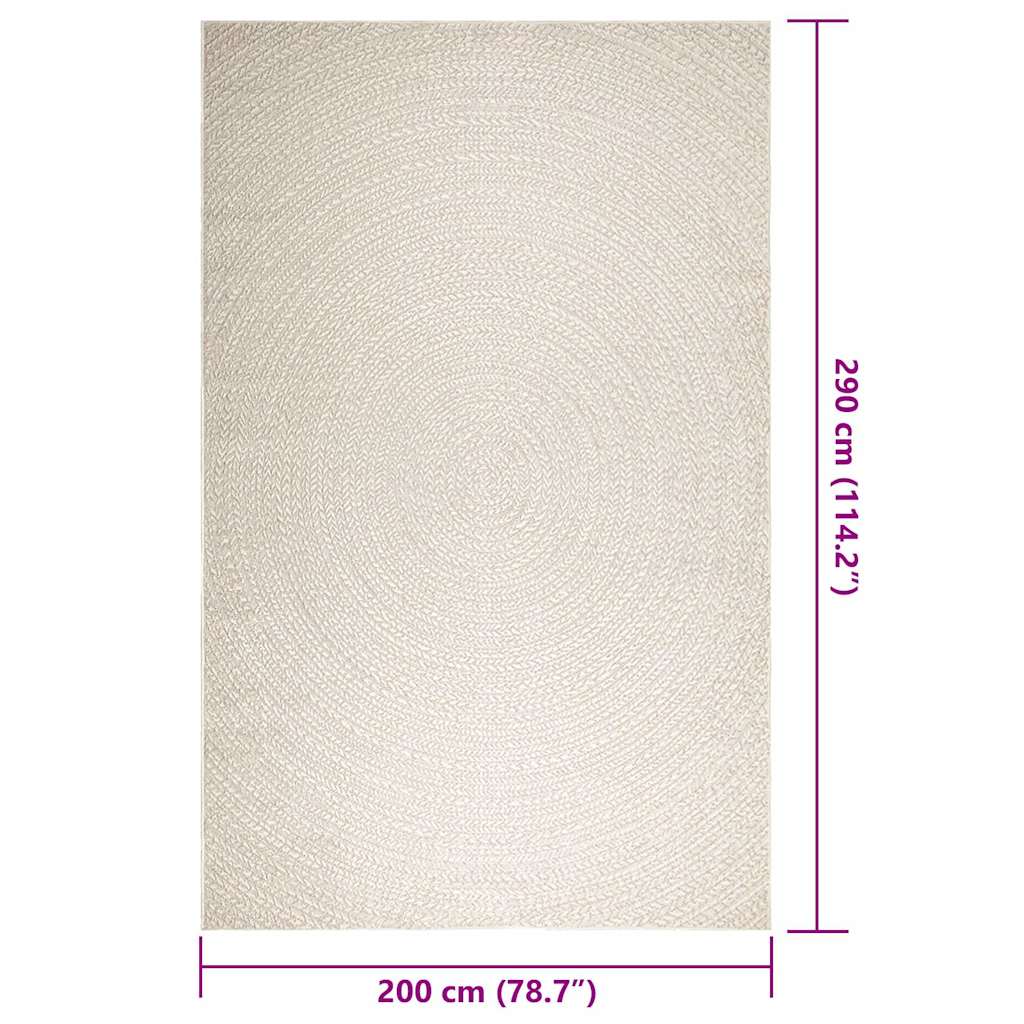 Rug ZIZUR Cream 200x290 cm Jute Look Indoor and Outdoor