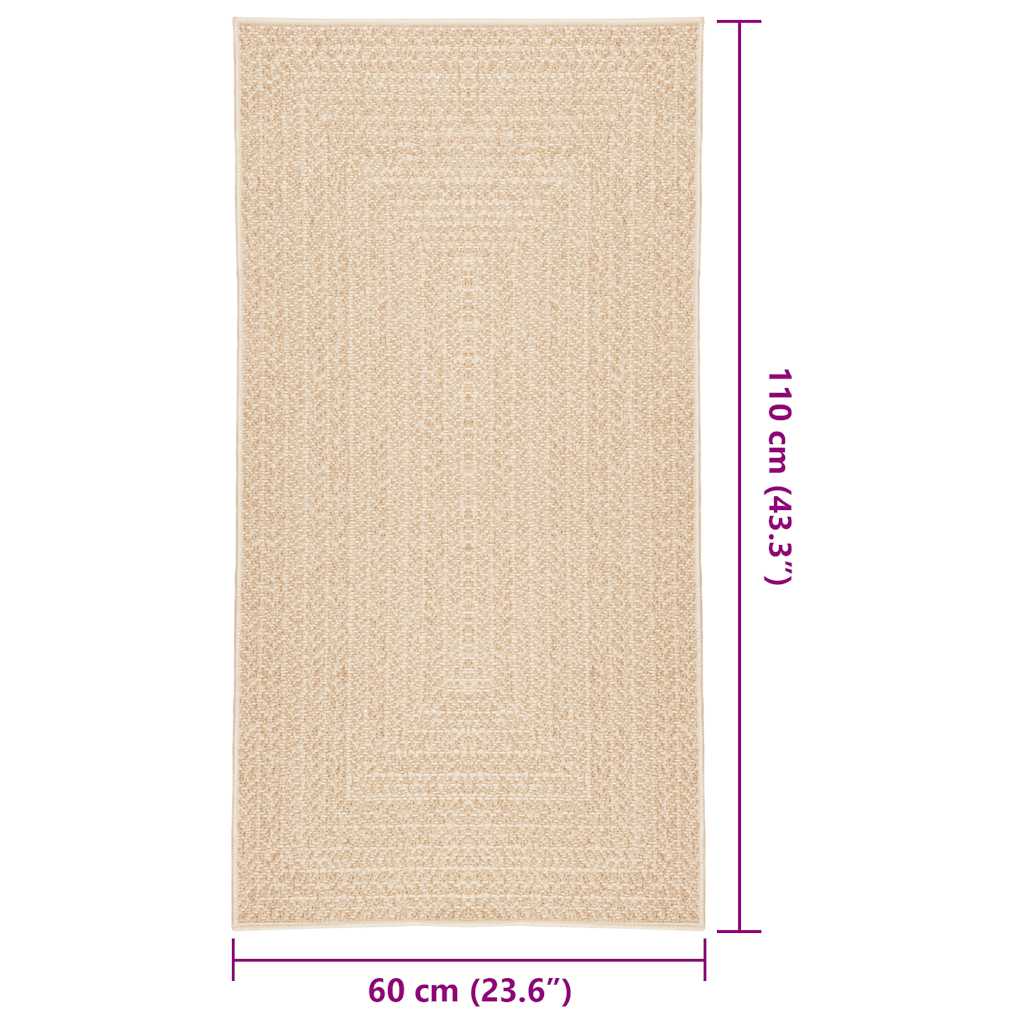 Rug ZIZUR Beige 60x110 cm Jute Look Indoor and Outdoor