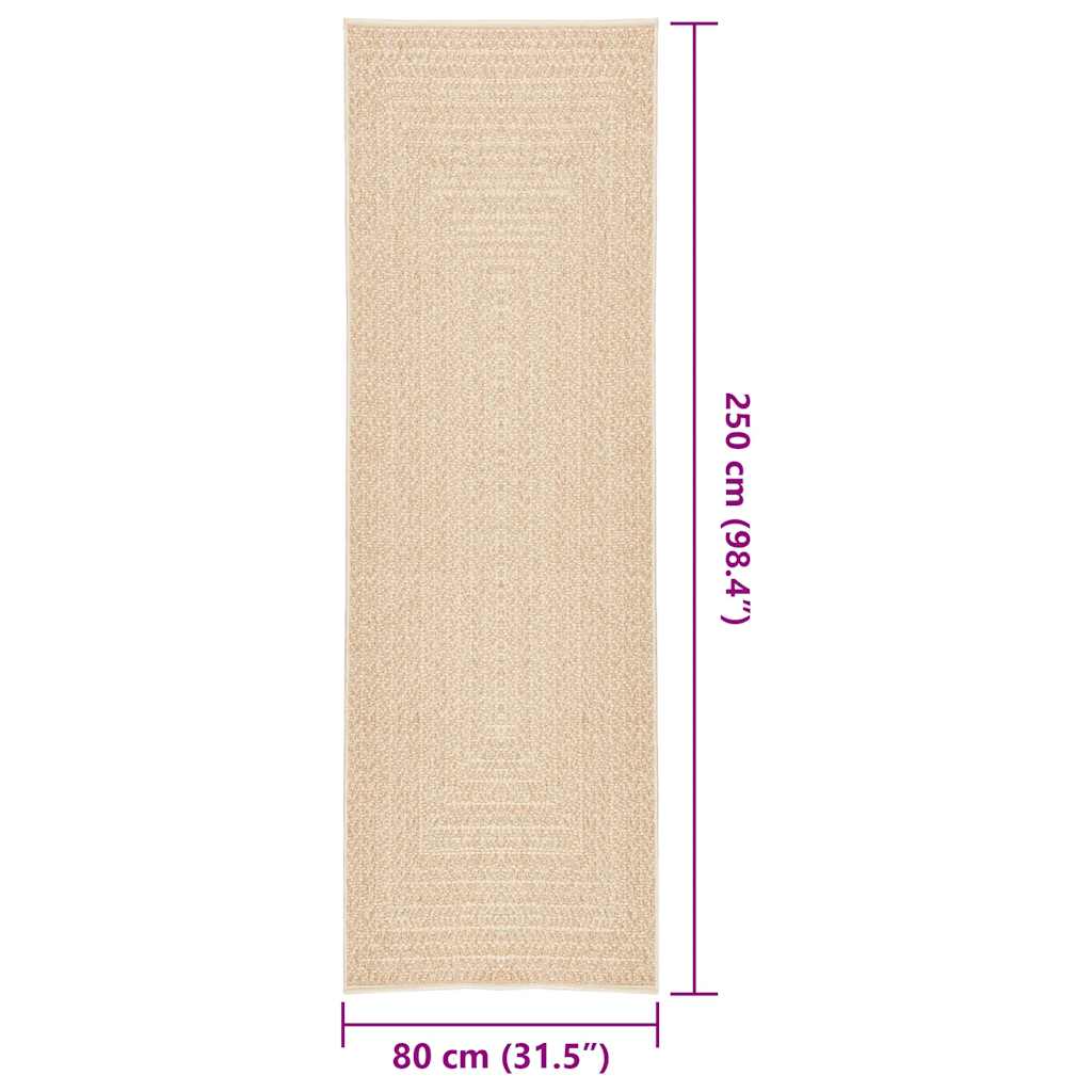 Rug ZIZUR Beige 80x250 cm Jute Look Indoor and Outdoor