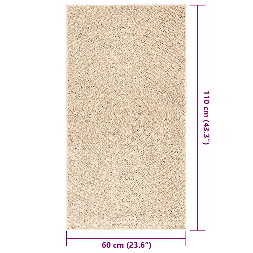 Rug ZIZUR Beige 60x110 cm Jute Look Indoor and Outdoor