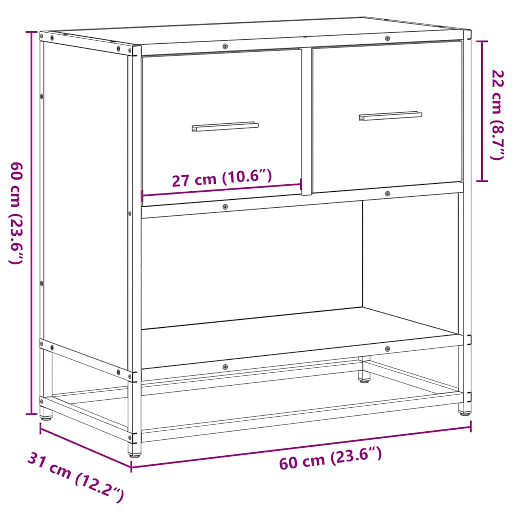 Bedside Cabinet Grey Sonoma 60x31x60 cm Engineered Wood and Metal