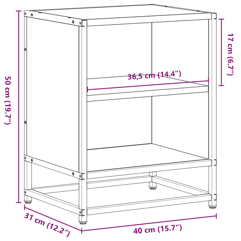 Bedside Cabinets 2 pcs Brown Oak 40x31x50 cm Engineered Wood and Metal