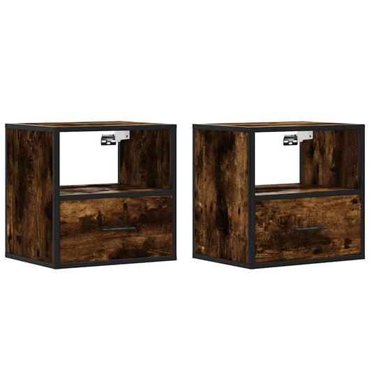 Wall-mounted Bedside Cabinets 2 pcs Smoked Oak 40x31x39.5 cm