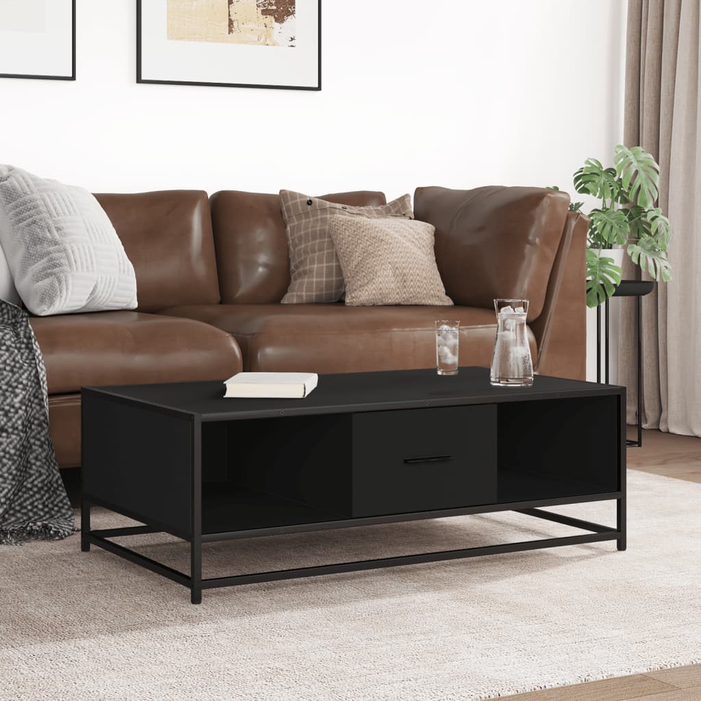 Coffee Table Black 100x57x35 cm Engineered Wood and Metal