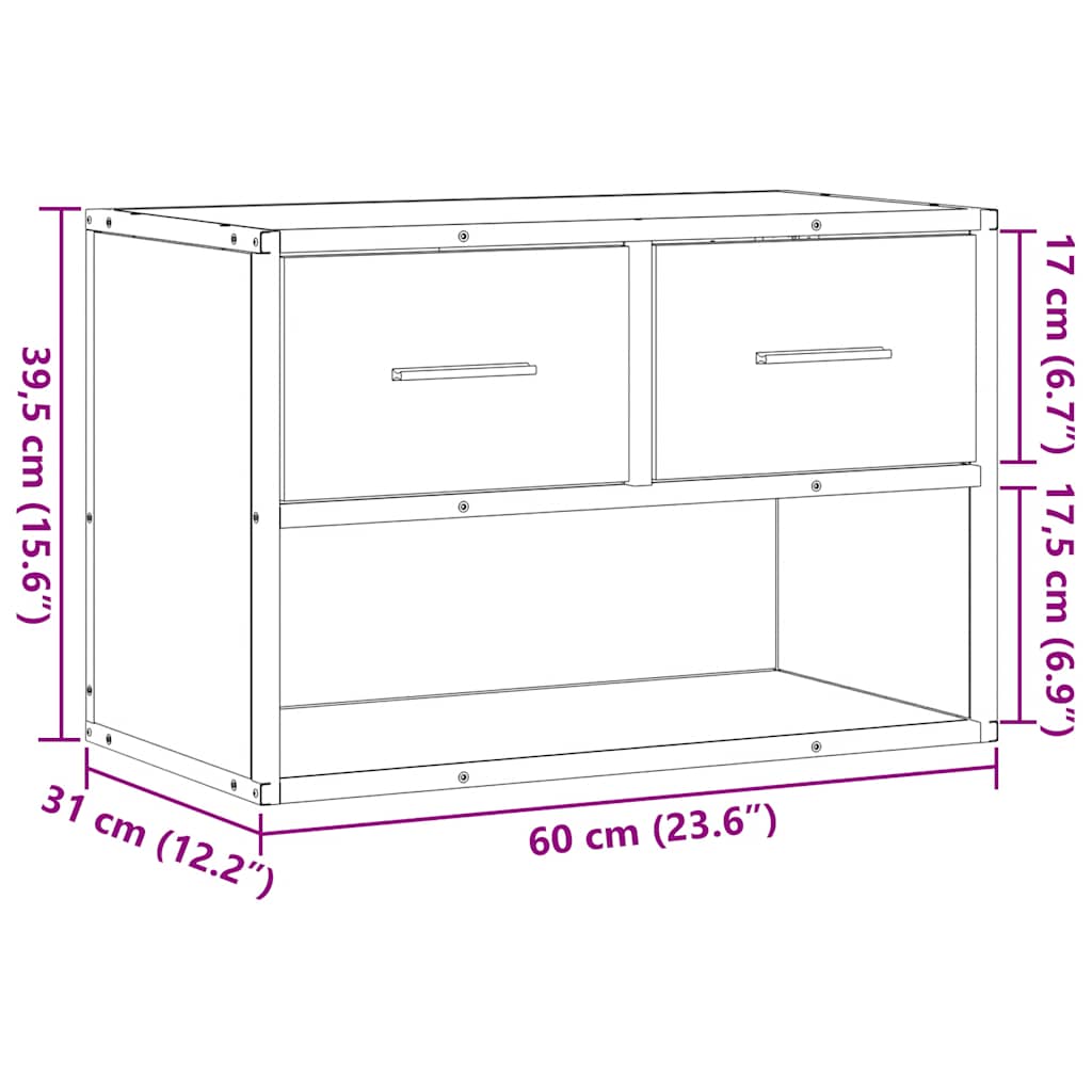 TV Cabinet Black 60x31x39.5 cm Engineered Wood and Metal