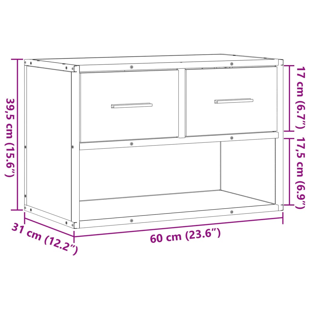 TV Cabinet Grey Sonoma 60x31x39.5 cm Engineered Wood and Metal