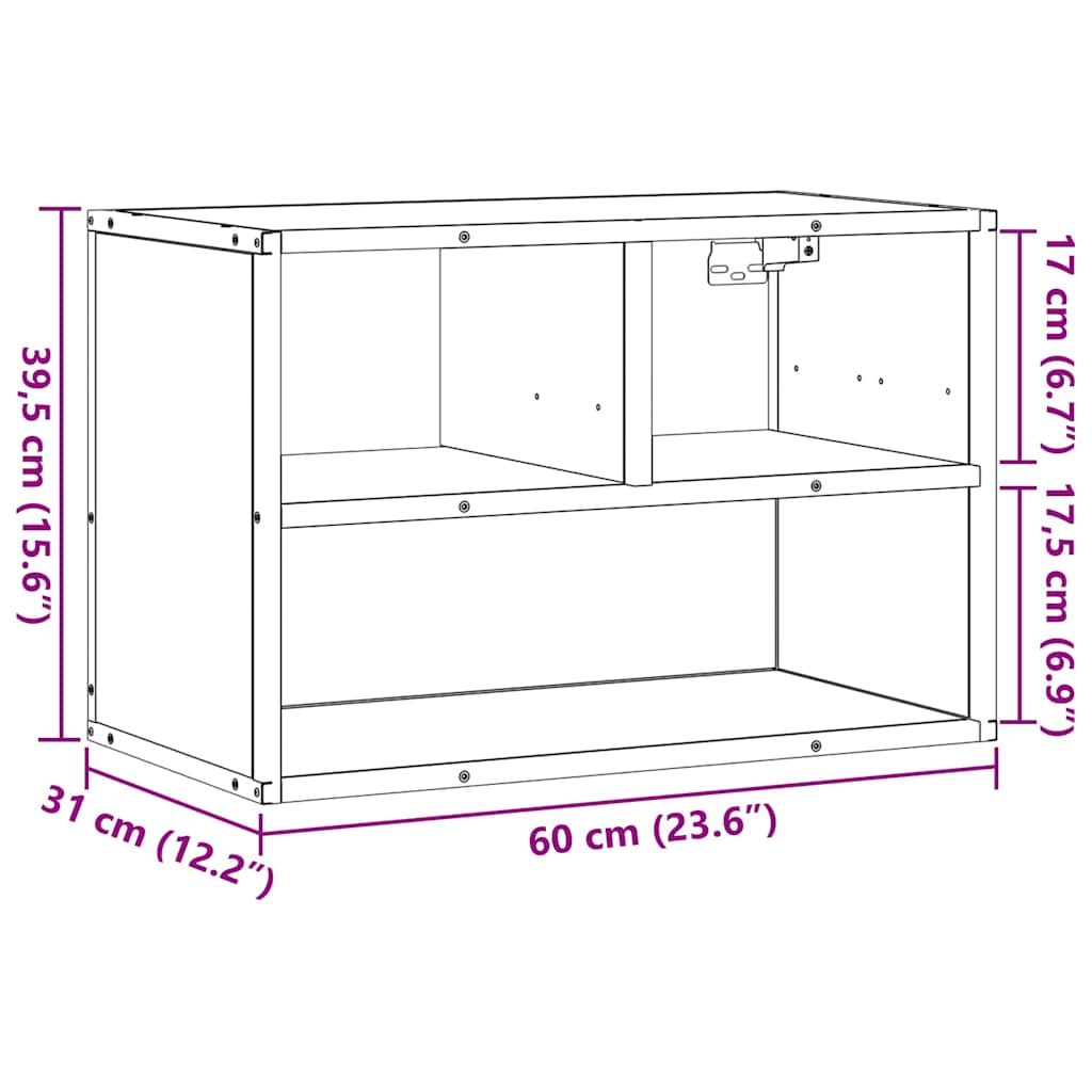 TV Cabinet Sonoma Oak 60x31x39.5 cm Engineered Wood and Metal