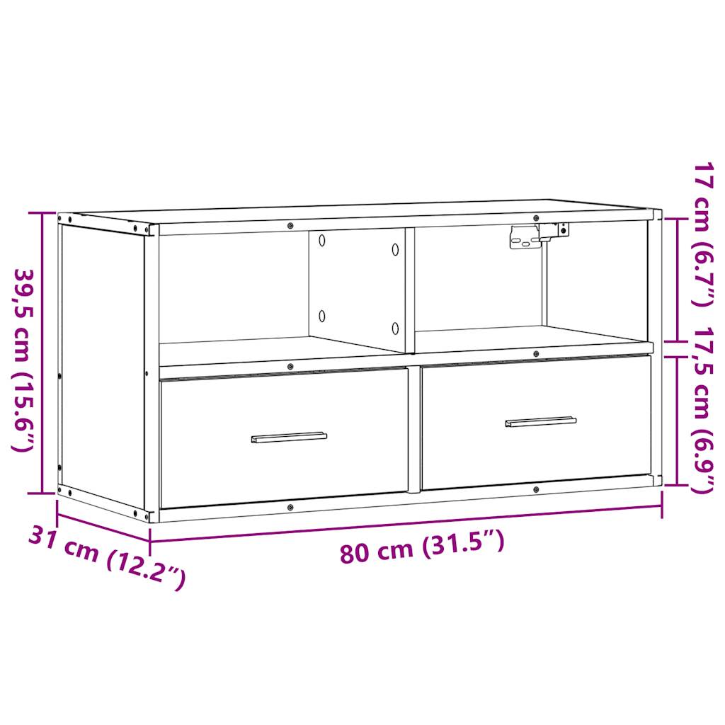 TV Cabinet Grey Sonoma 80x31x39.5 cm Engineered Wood and Metal