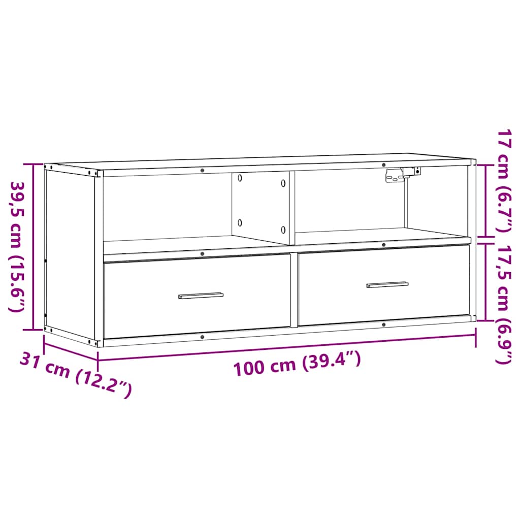 TV Cabinet Black 100x31x39.5 cm Engineered Wood and Metal