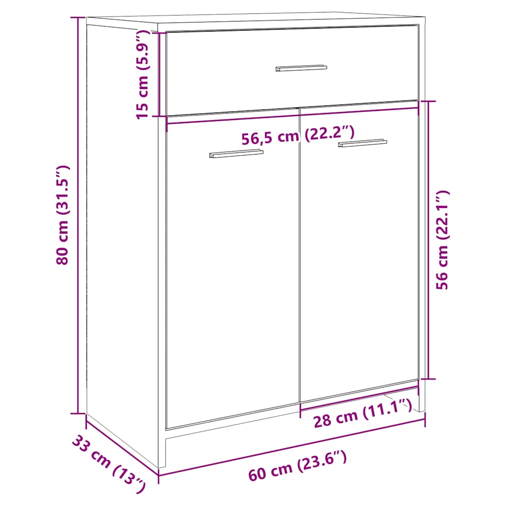 Bathroom Cabinet Sonoma Oak 60x33x80 cm Engineered Wood