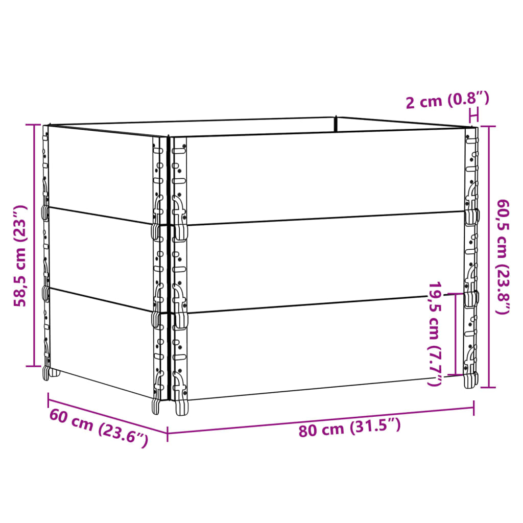 Pallet Collars 3 pcs 80x60 cm Solid Wood Pine