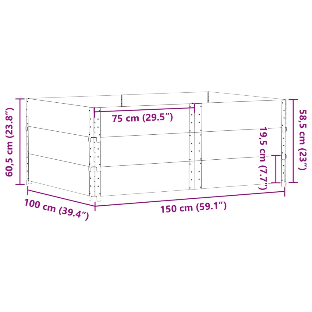 Pallet Collars 3 pcs 150x100 cm Solid Wood Pine