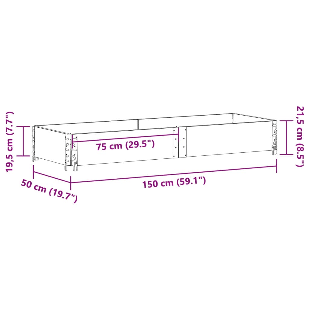 Garden Planter Grey 150x50 cm Solid Wood Pine