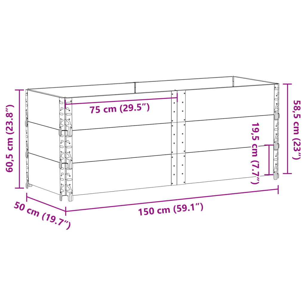 Garden Planter Grey 150x50 cm Solid Wood Pine