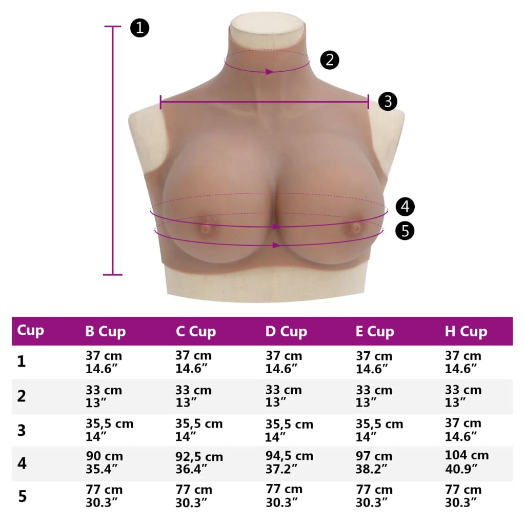 Silicone Breastplate Tan H Cup