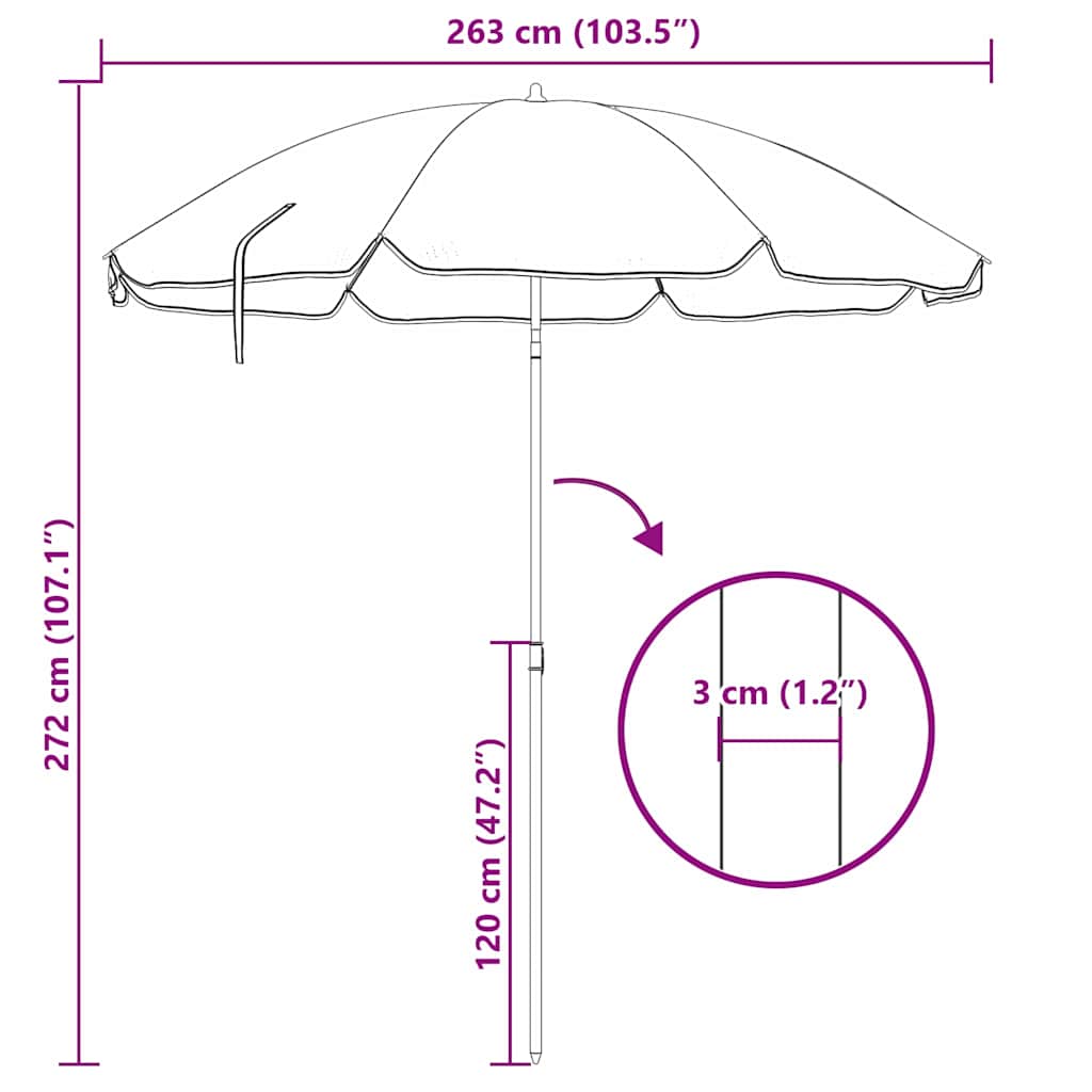 Garden Parasol 263 x 263 x 272 cm 170T Polyester Camouflage