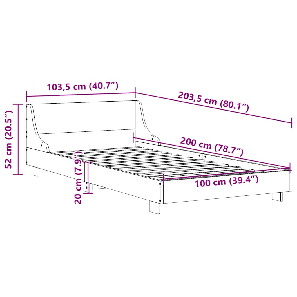 Bed Frame without Mattress Wax Brown 100x200 cm Solid Wood Pine