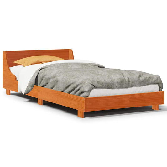 Bed Frame without Mattress Wax Brown 90x190 cm Single Solid Wood Pine