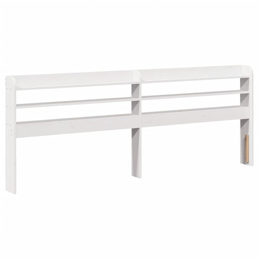 Headboard with Shelves White 200 cm Solid Wood Pine