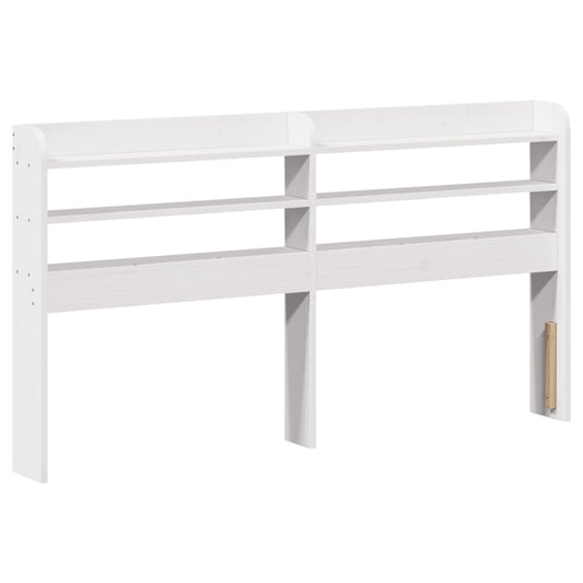 Headboard with Shelves White 140 cm Solid Wood Pine