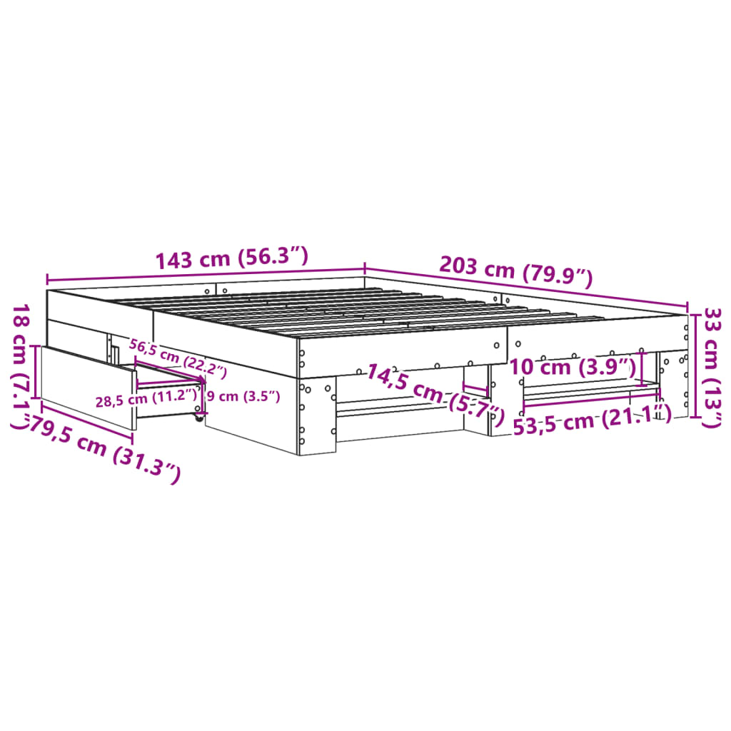 Bed Frame without Mattress White 140x200 cm Engineered Wood