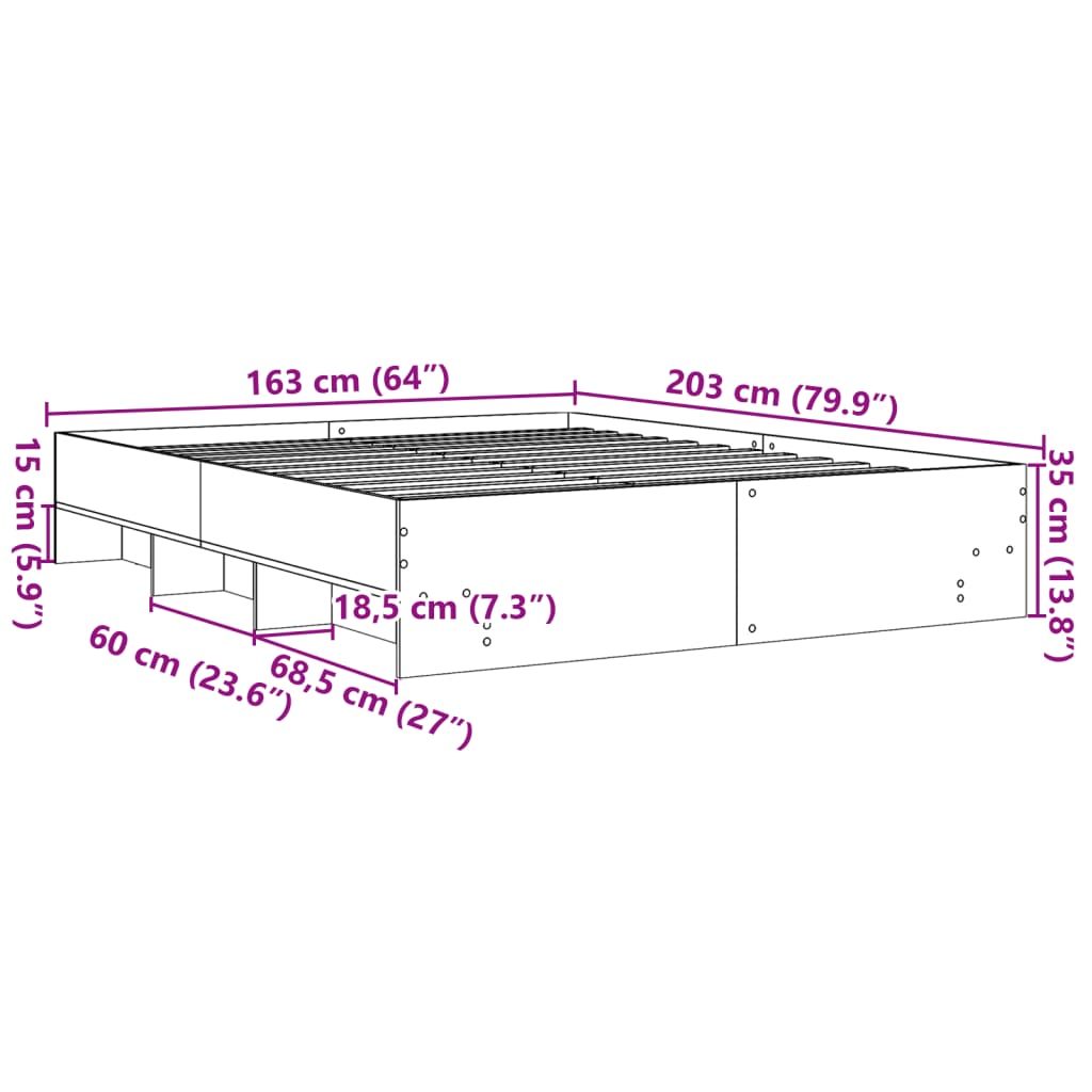 Bed Frame without Mattress Concrete Grey 160x200cm Engineered Wood