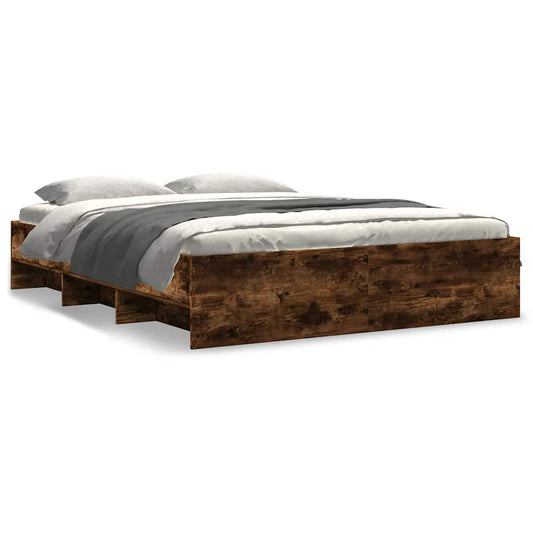 Bed Frame without Mattress Smoked Oak 160x200 cm Engineered Wood