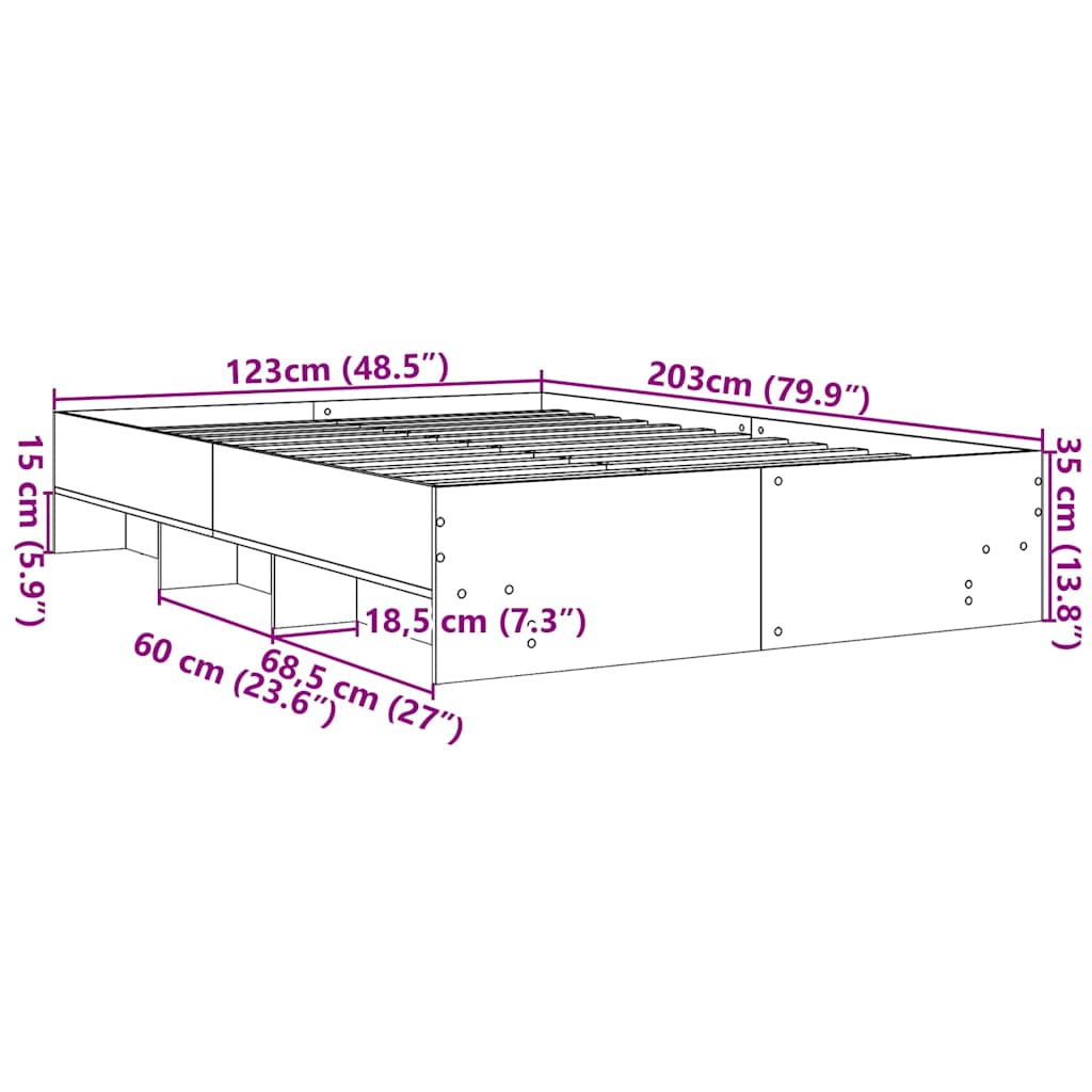 Bed Frame without Mattress White 120x200 cm Engineered Wood