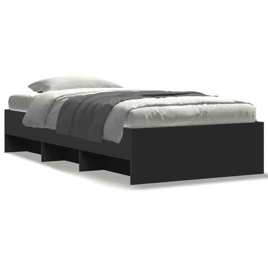 Bed Frame without Mattress Black 90x200 cm Engineered Wood
