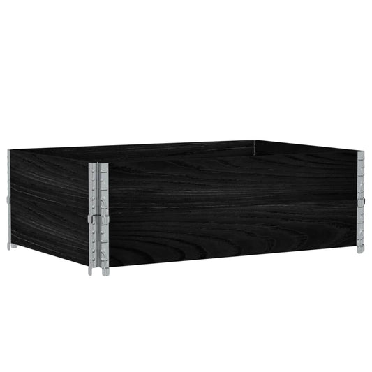 Pallet Collars 2 pcs Black 120x80 cm Solid Wood Pine