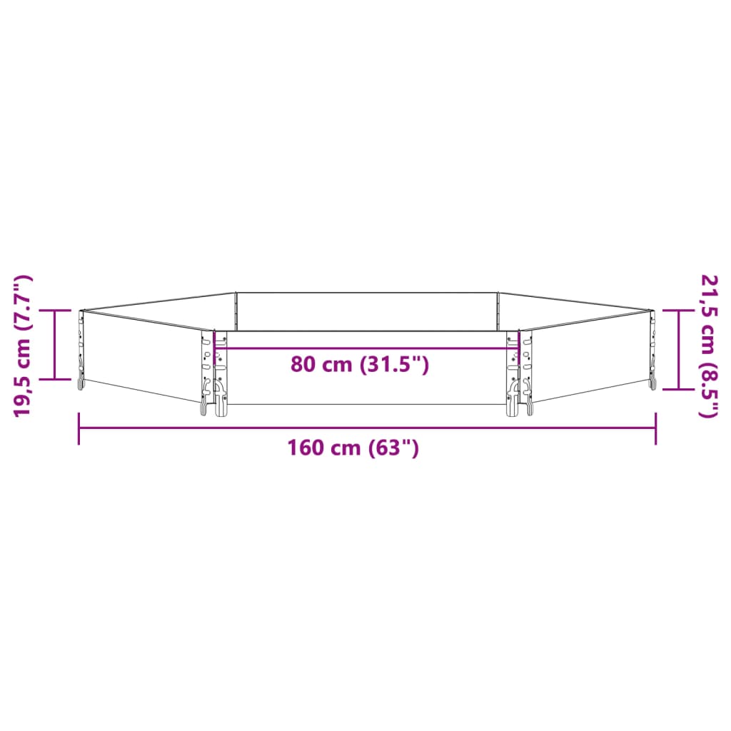 Raised Bed Hexagon Black 160x160 cm Solid Wood Pine