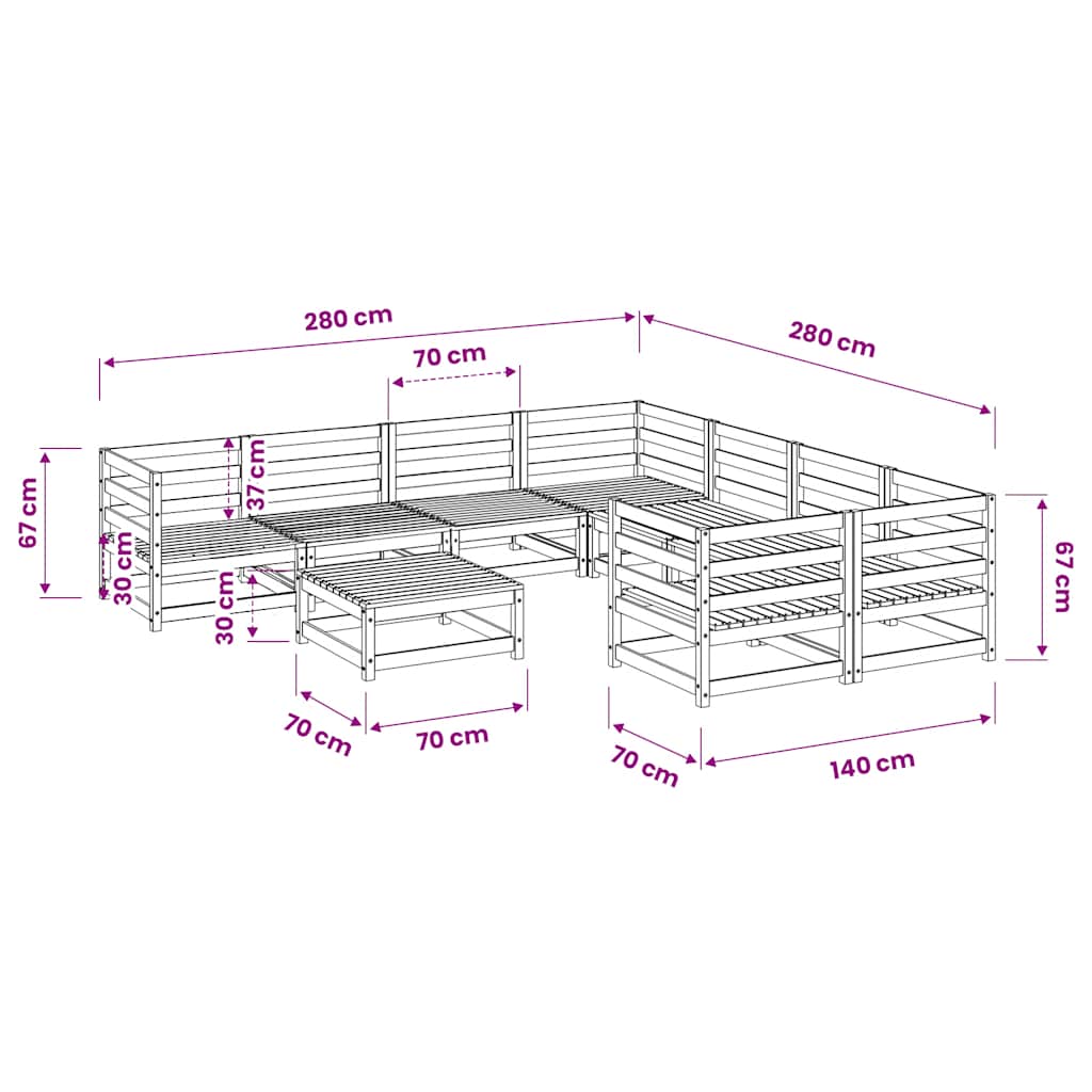 9 Piece Garden Sofa Set Solid Wood Douglas Fir