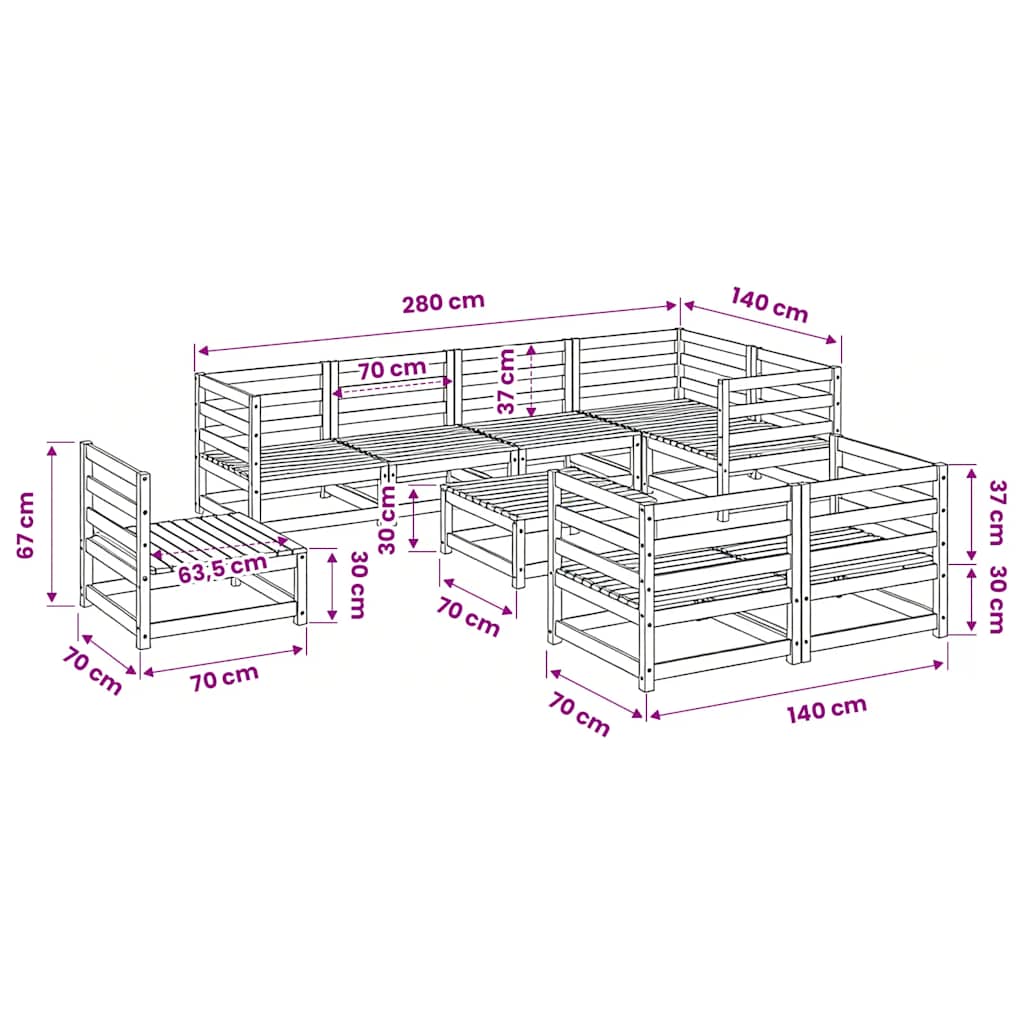 9 Piece Garden Sofa Set Solid Wood Douglas Fir