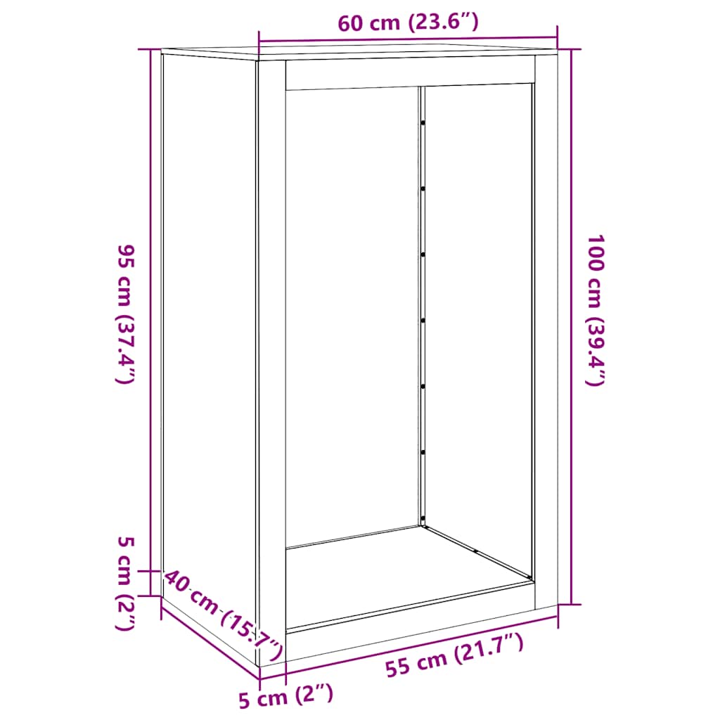 Firewood Rack 60x40x100 cm Galvanised Steel