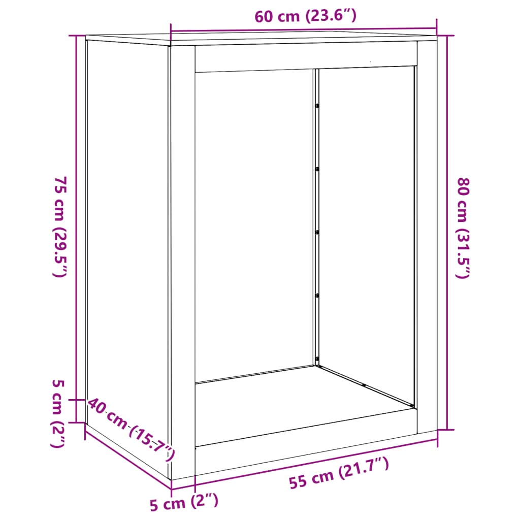 Firewood Rack Black 23.6x15.7x31.5" Steel