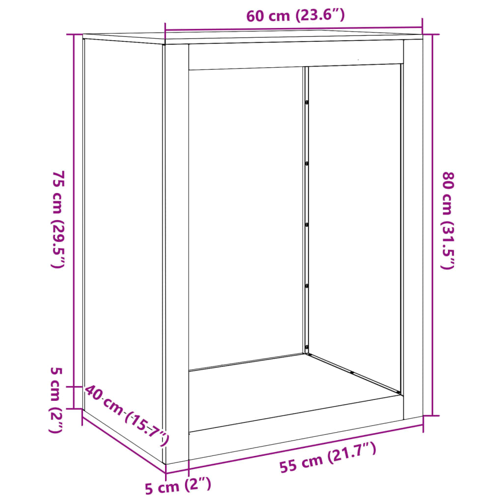 Firewood Rack Anthracite 23.6x15.7x31.5" Steel