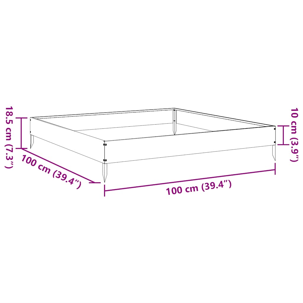 Garden Raised Bed 100x100x18.5 cm Galvanised Steel
