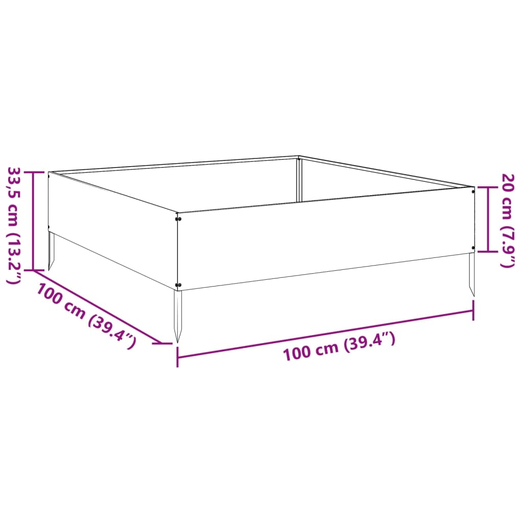 Garden Raised Bed Anthracite Steel 39.4 in x 39.4 in x 13.2 in