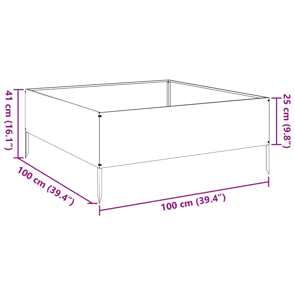Garden Raised Bed Anthracite 100x100x41 cm Steel