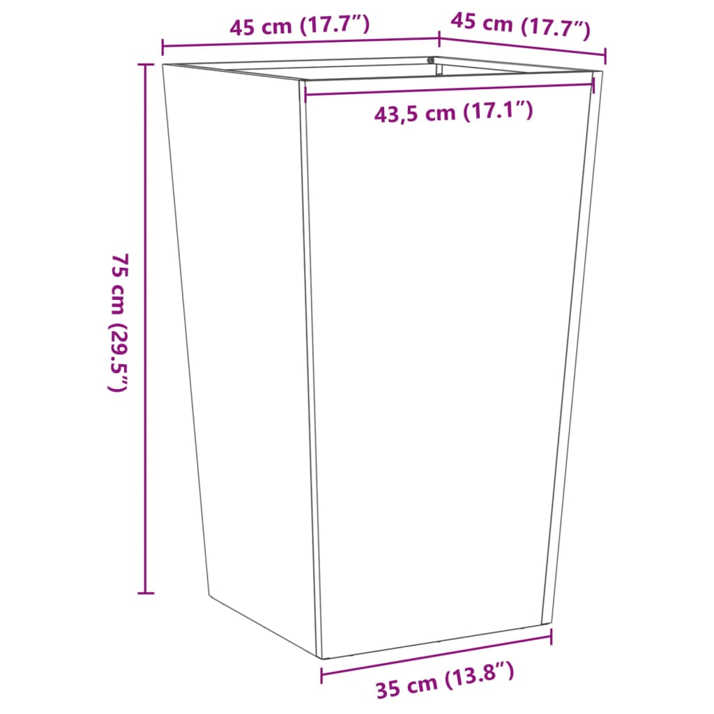 Garden Planter Olive Green 45x45x75 cm Steel