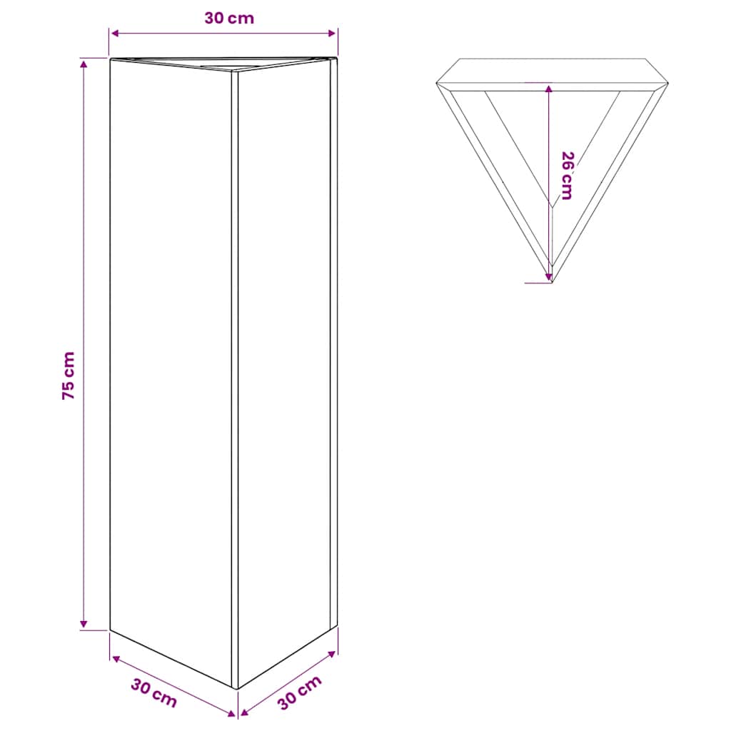 Garden Planter Black Triangular 30x26x75 cm Steel