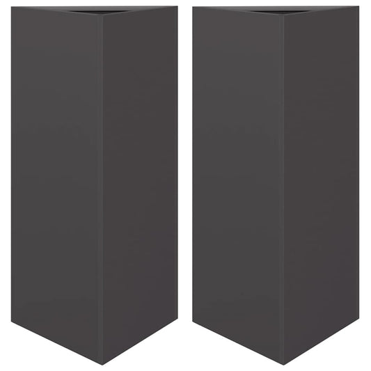 Garden Planters 2 pcs Black Triangular 40x34.5x75 cm Steel