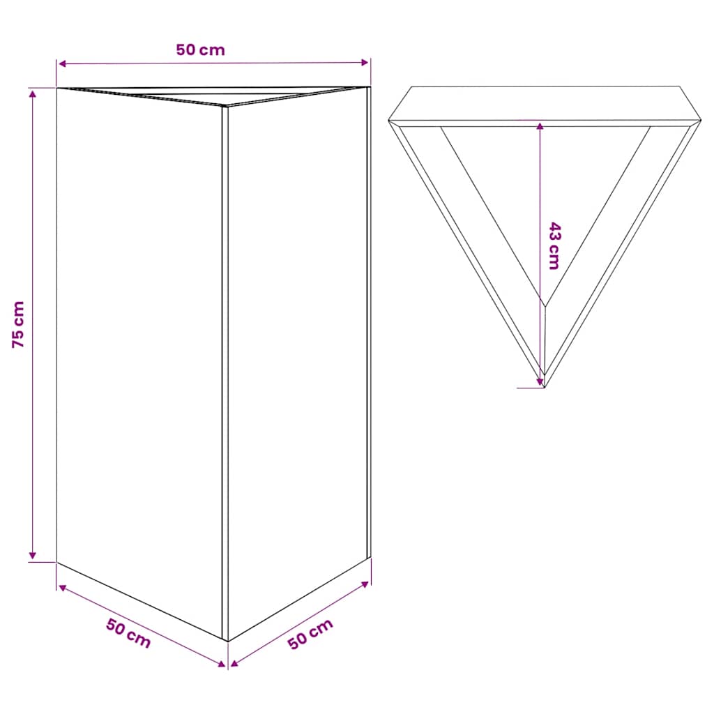 Garden Planter White Triangular 50x43x75 cm Steel