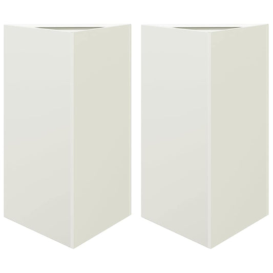 Garden Planters 2 pcs White Triangular 50x43x75 cm Steel