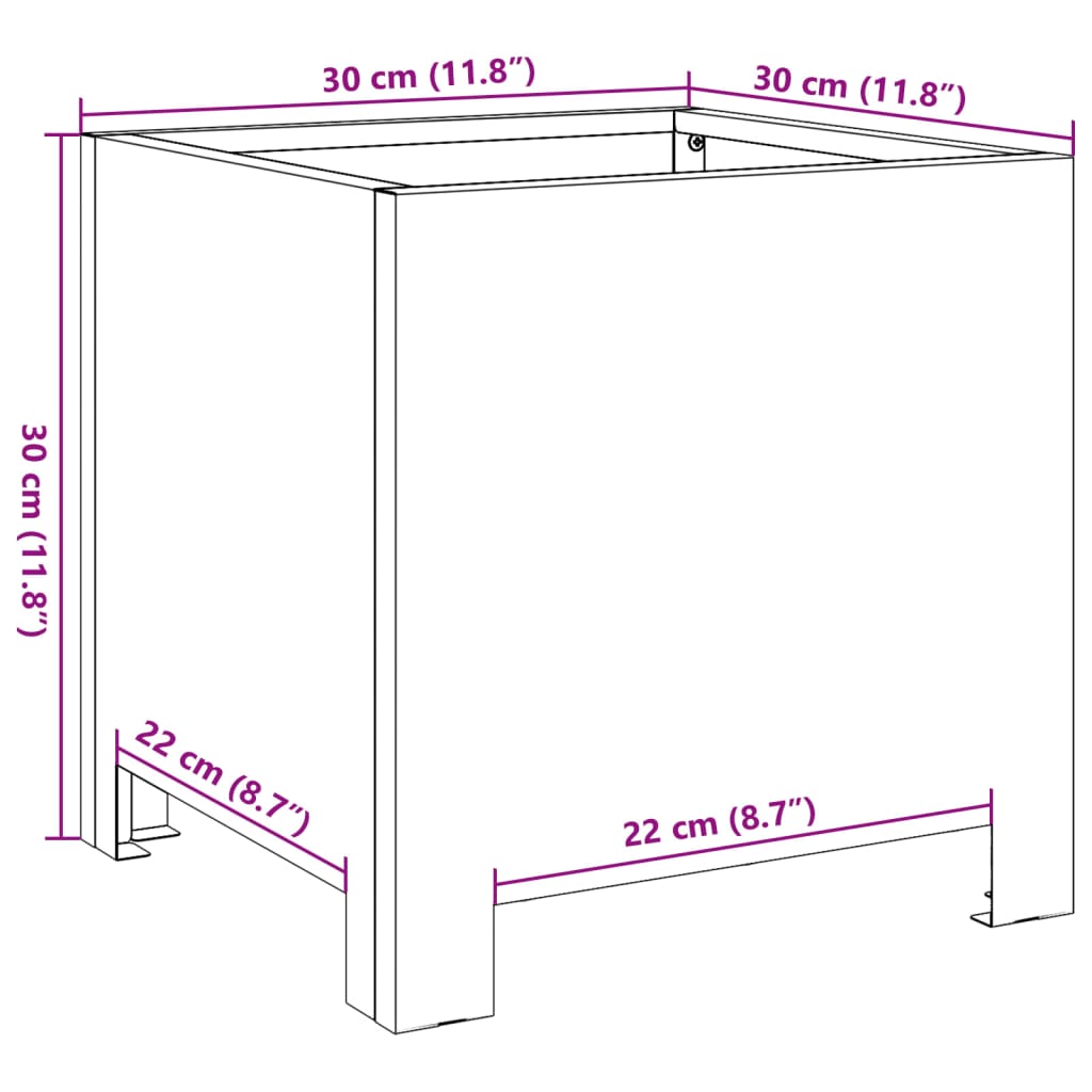 Garden Planter Black 30x30x30 cm Steel