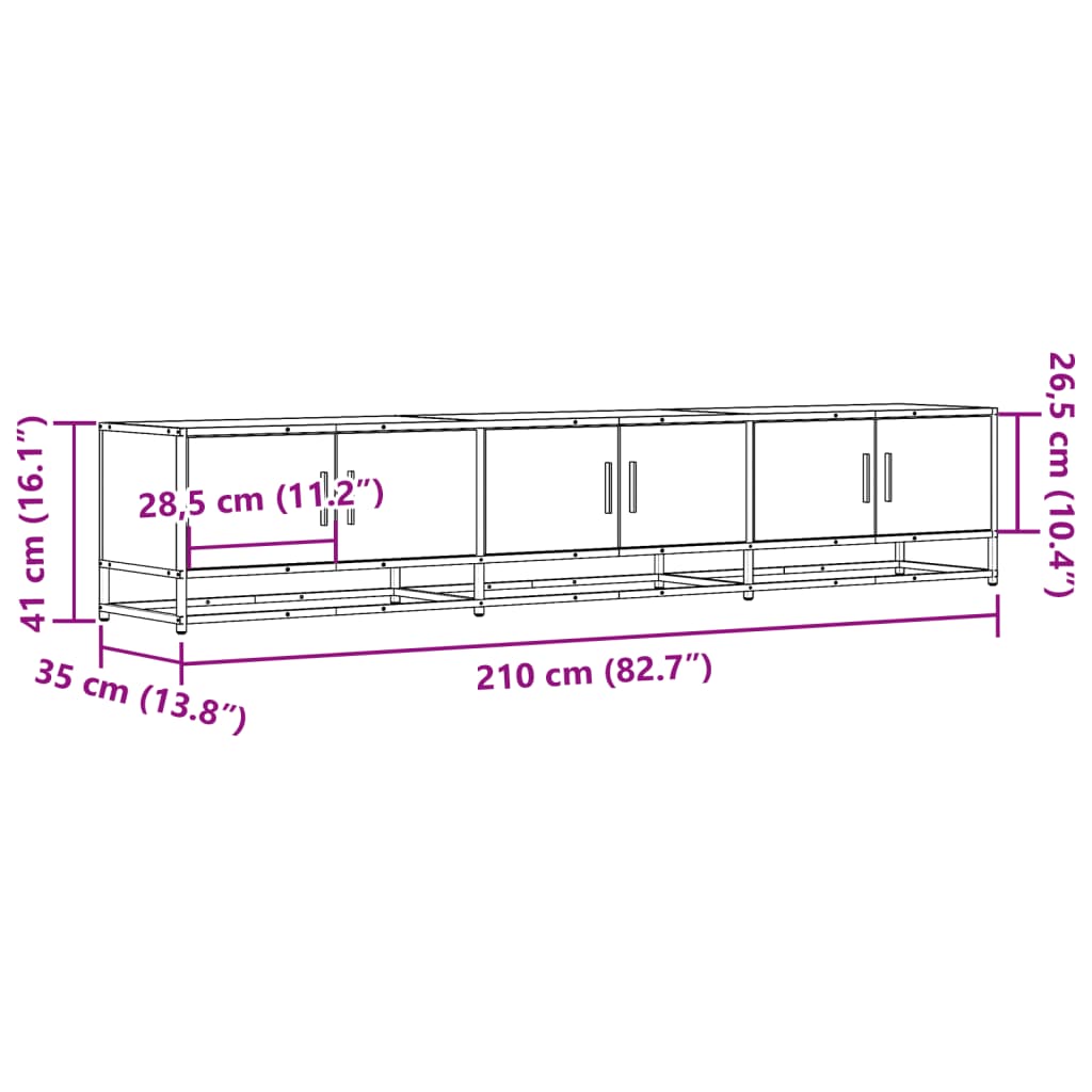 TV Cabinet Grey Sonoma 210x35x41 cm Engineered Wood