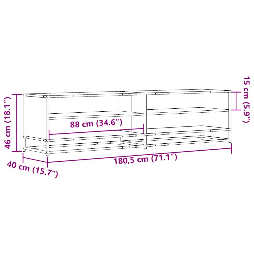 TV Cabinet Black 180,5x40x46 cm Engineered Wood