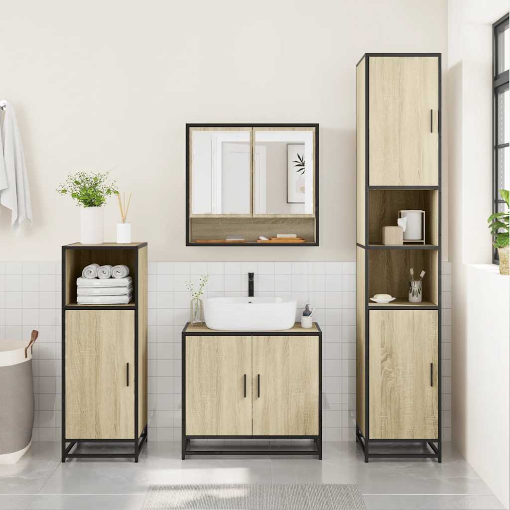 4 Piece Bathroom Furniture Set Sonoma Oak Engineered Wood