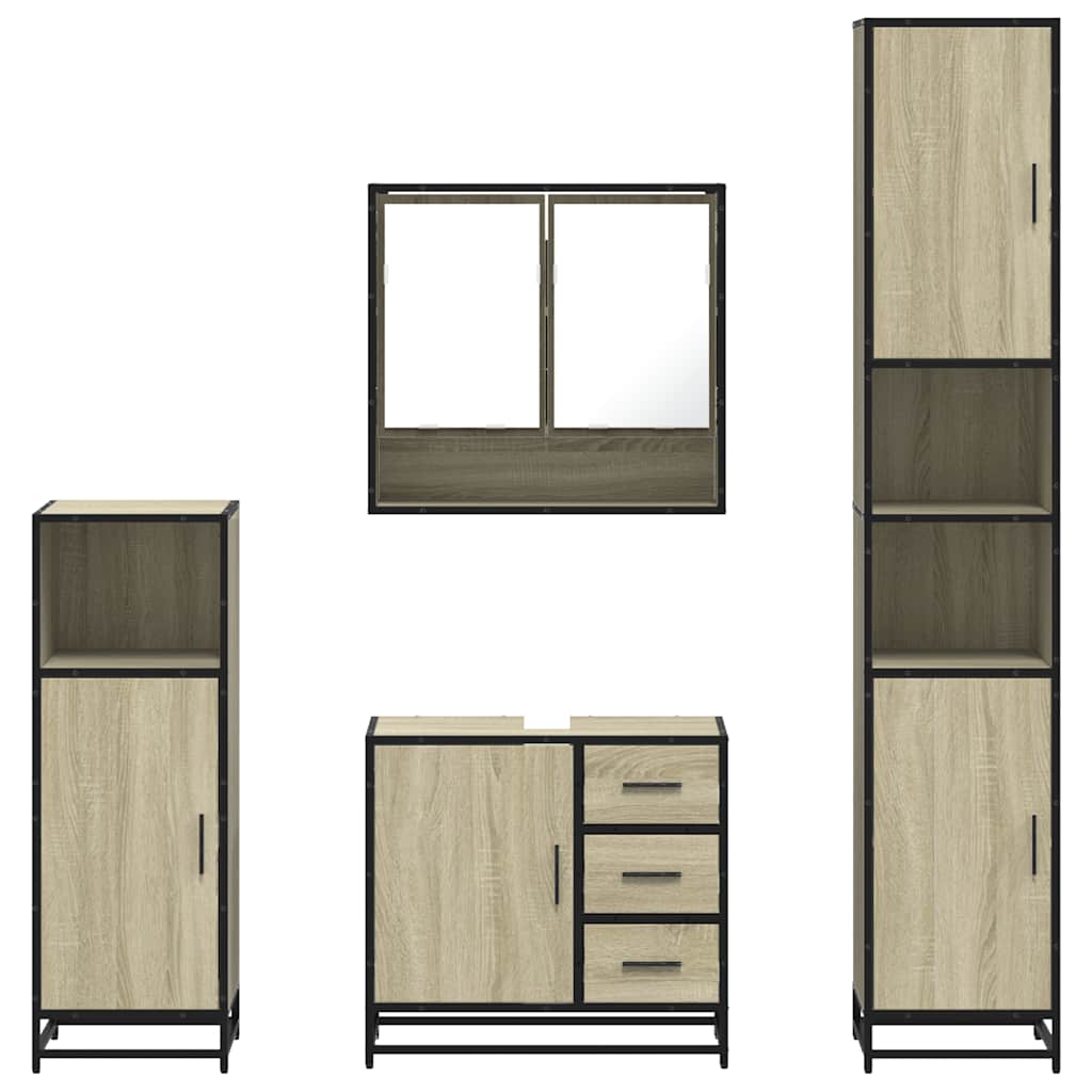 4 Piece Bathroom Furniture Set Sonoma Oak Engineered Wood