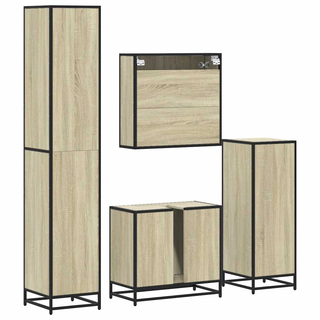 4 Piece Bathroom Furniture Set Sonoma Oak Engineered Wood
